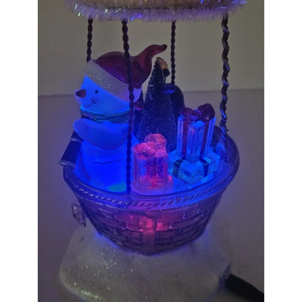 Lighted Acrylic Hot Air Balloon Snowman Christmas Vtg JCPenney Home Collection